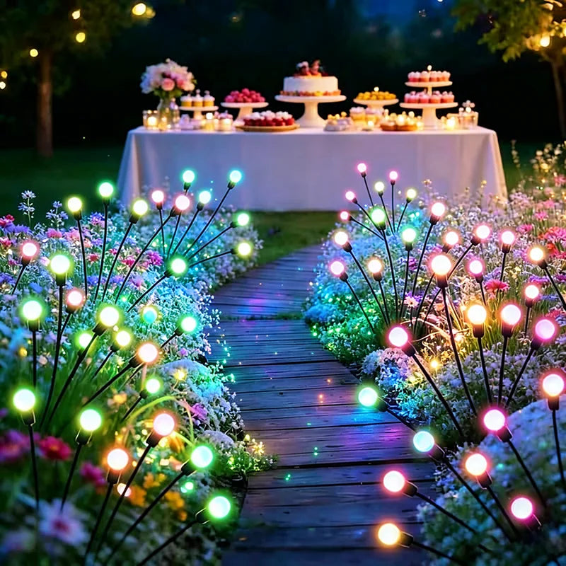 lumières solaires extérieures modernes boules rondes multicolores piquets métalliques autonomes led ip67