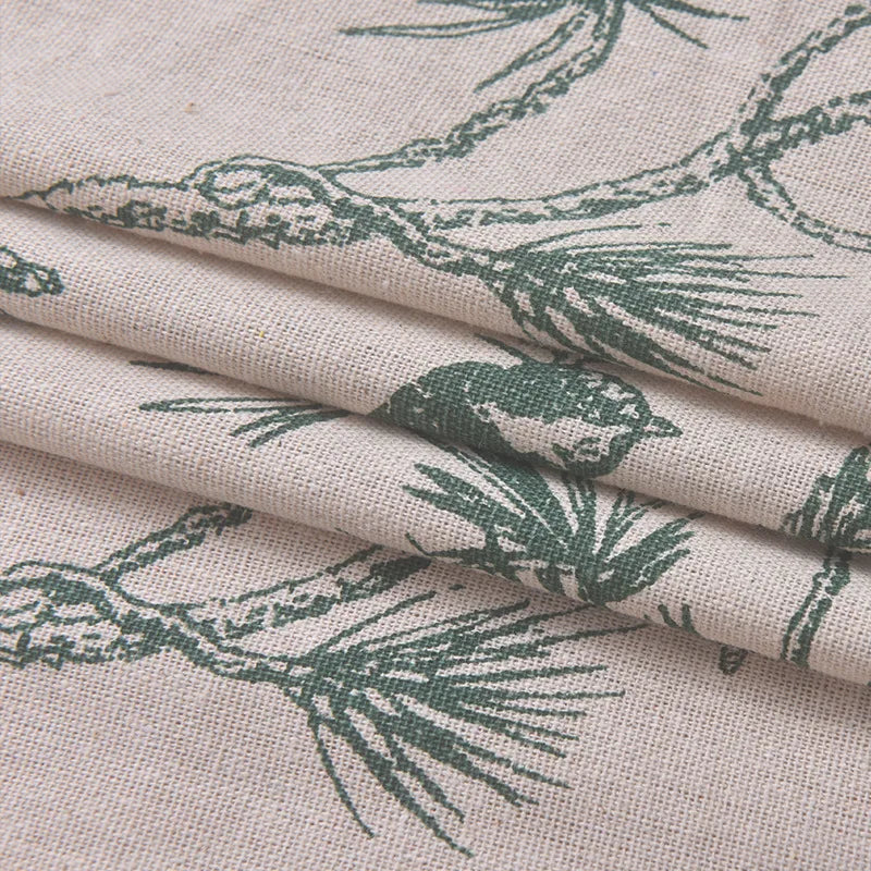 rideau imprimé végétal branches feuilles beige clair vert classique rustique fixations bois