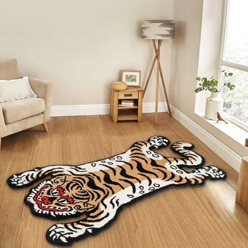 tapis moderne tigre antidérapant résistant décoration intérieure confortable soft easy care
