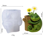 cache pot silicone forme lézard rose orange vert décoratif animalier succulente fleur artificielle