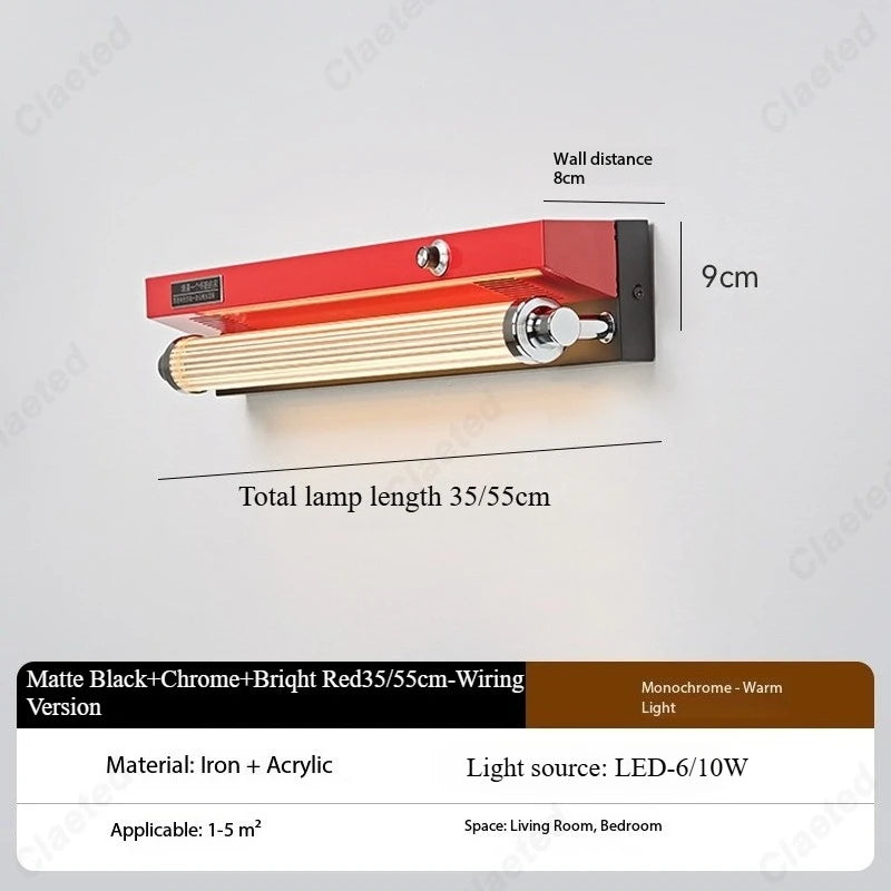 lampe murale industrielle rétro fer réglable jaune rouge noir argenté