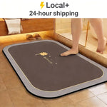 tapis sol gris moderne feuille dorée texture marbrée antidérapant absorbant salle bain douce cuisine