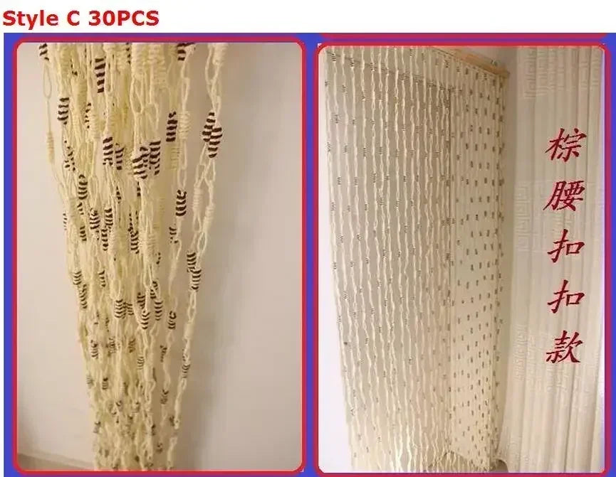 rideau décoratif bohème rideau séparation espace tissu paille motif cordes nouées beige clair marron