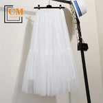 jupe midi plissée tulle transparente féminine élégante décontractée multiple niveaux printemps été