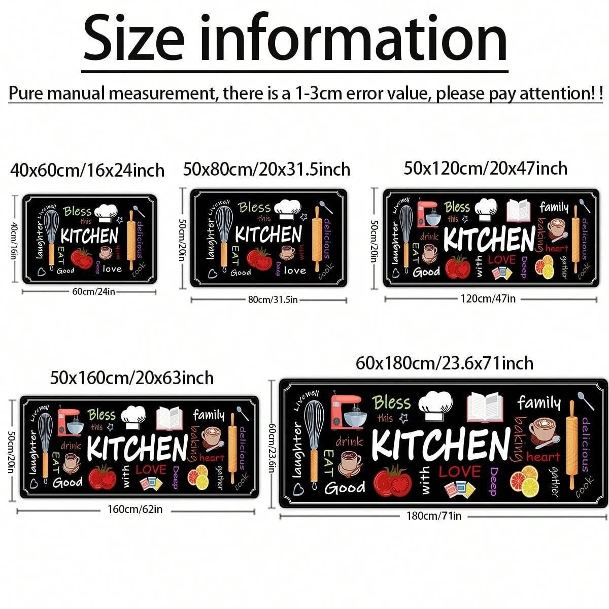 tapis cuisine imprimé moderne motifs kitchen noir blanc polyvinyle polyester durable