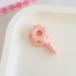 porte clés fleurs coeurs donuts rose blanc créatif mignon auto adhésif multifonctionnels