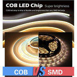 ruban led cob blanc flexible adhésif interrupteur on off lisse haute densité 50000h