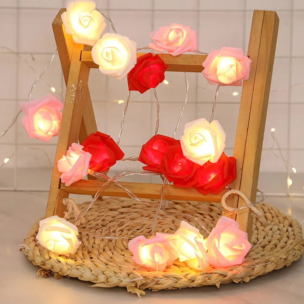 guirlande lumineuse flocons roses blancs modernes noel decoration festive led 3m multicouleur