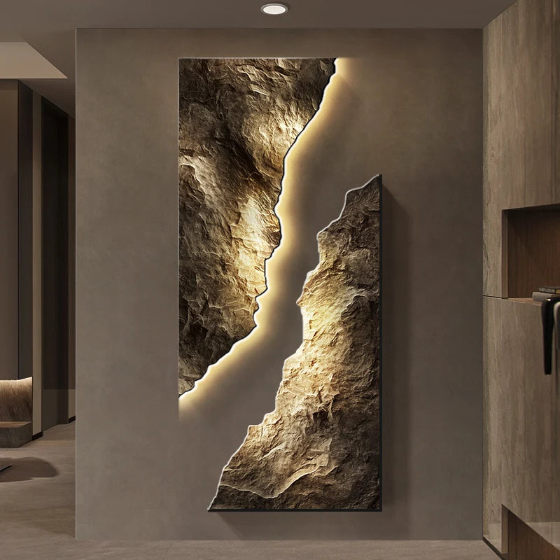 décoration murale contemporaine tableau naturel opaque minimaliste marron beige noir fixé mur adhésif
