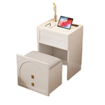 meuble coiffeuse moderne minimaliste blanc doré miroir tiroirs rangement tabouret rembourré