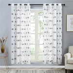 rideau transparent football brodé moderne polyester blanc anneaux maison