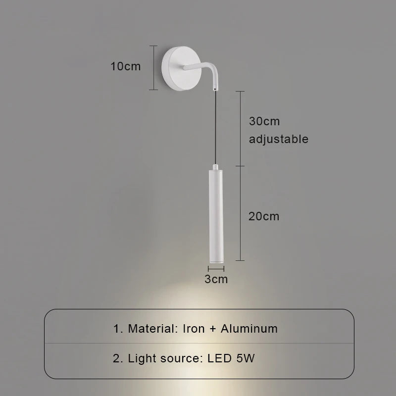 lampe murale led moderne minimaliste fixée mur blanc noir chambre salon