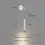 lampe murale led moderne minimaliste fixée mur blanc noir chambre salon