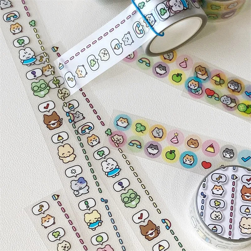 ruban decoratif transparent motifs animaux geometriques decor mignon adhesif educatif dessin ecole fournitures papeterie