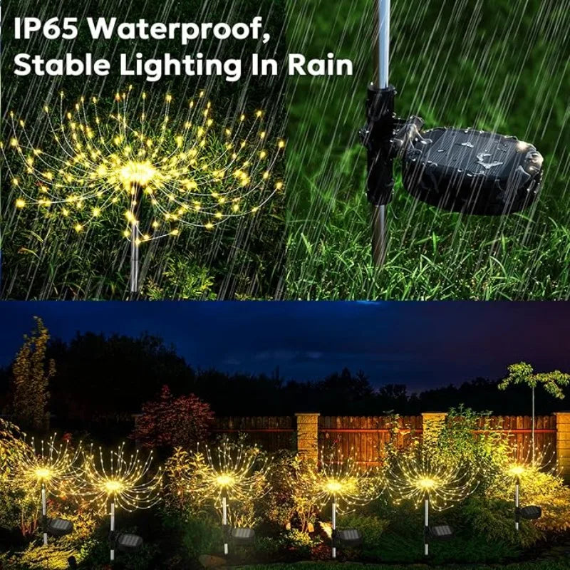 lumières décoratives solaires feux dartifice blanc doré moderne extérieures autoinstallation led jardin patio