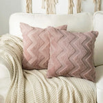 coussin decoratif plush 45x45cm motif zigzag moderne blanc gris rose chambre salon voiture