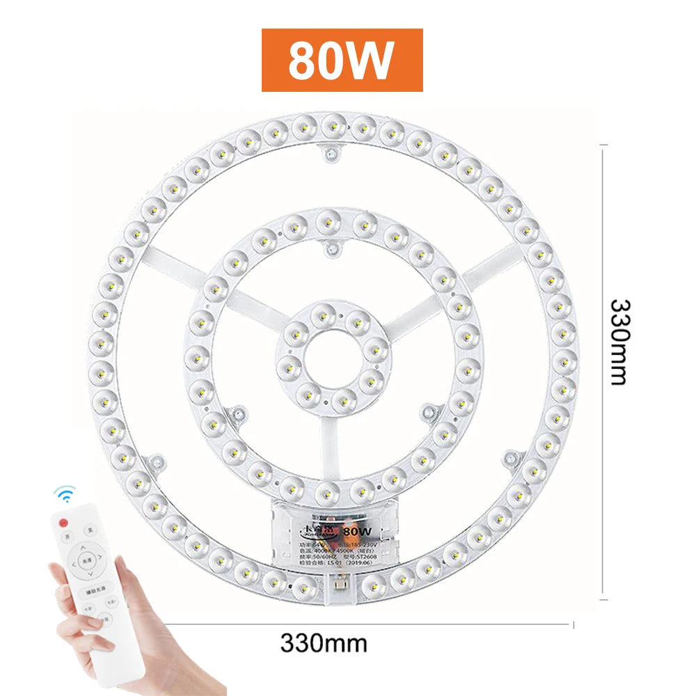 Panneau led blanc circulaire moderne aimant télécommande 60w 72w 80w 100w