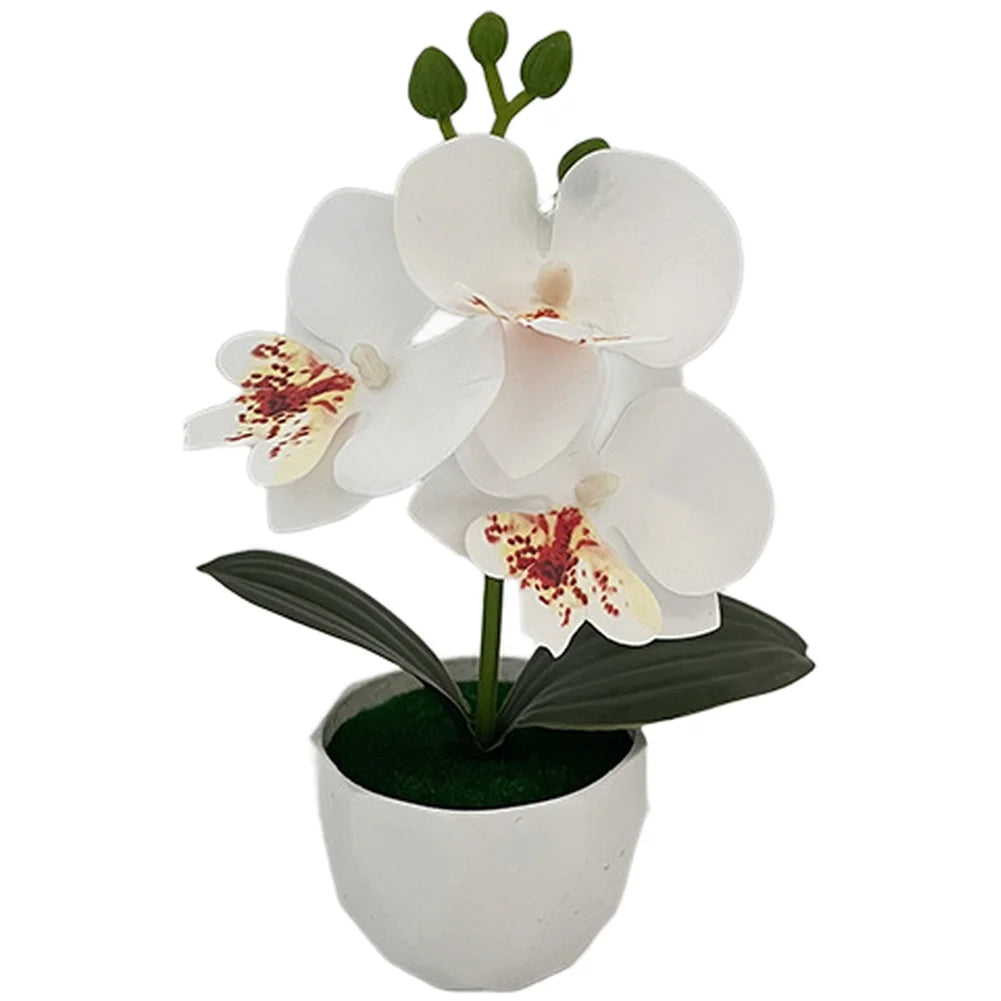 décoration intérieure orchidées artificielles pot blanc fleurs réalistes moderne minimaliste salon chambre