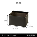 boîtes rangement cuir simili moderne minimaliste beige vert olive noir poignées métalliques