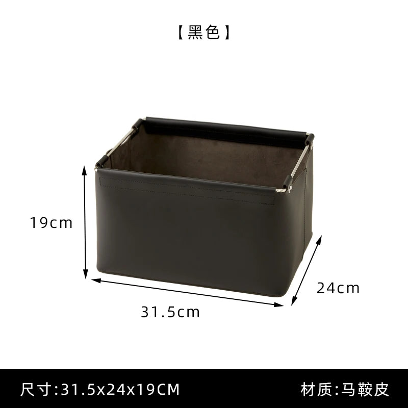 boîtes rangement cuir simili moderne minimaliste beige vert olive noir poignées métalliques