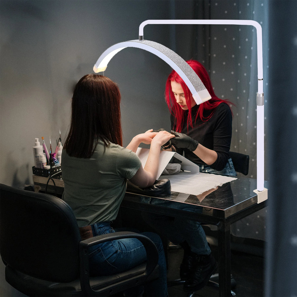 lampe led anneau blanc moderne clips support téléphone adaptateur eléctrique adjustable salon beauté
