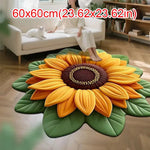 tapis fleur tournesol jaune vert moderne 60x60cm polyester antidérapant salon chambre