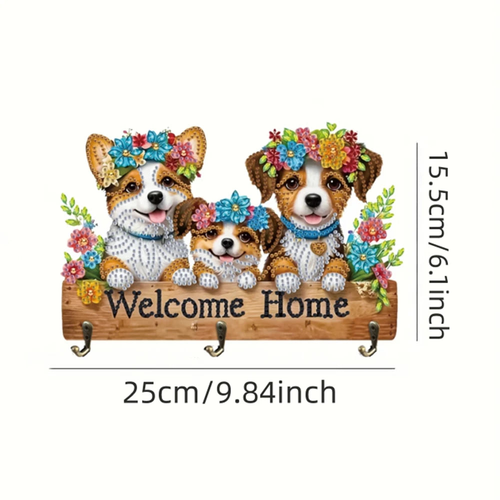 porte clés mural bois fleurs animaux applicateur stylo plaque support ruban adhésif multicolore artisanal