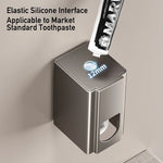 distributeur dentifrice mural gris métallisé moderne adhésif embout dégagement minimaliste