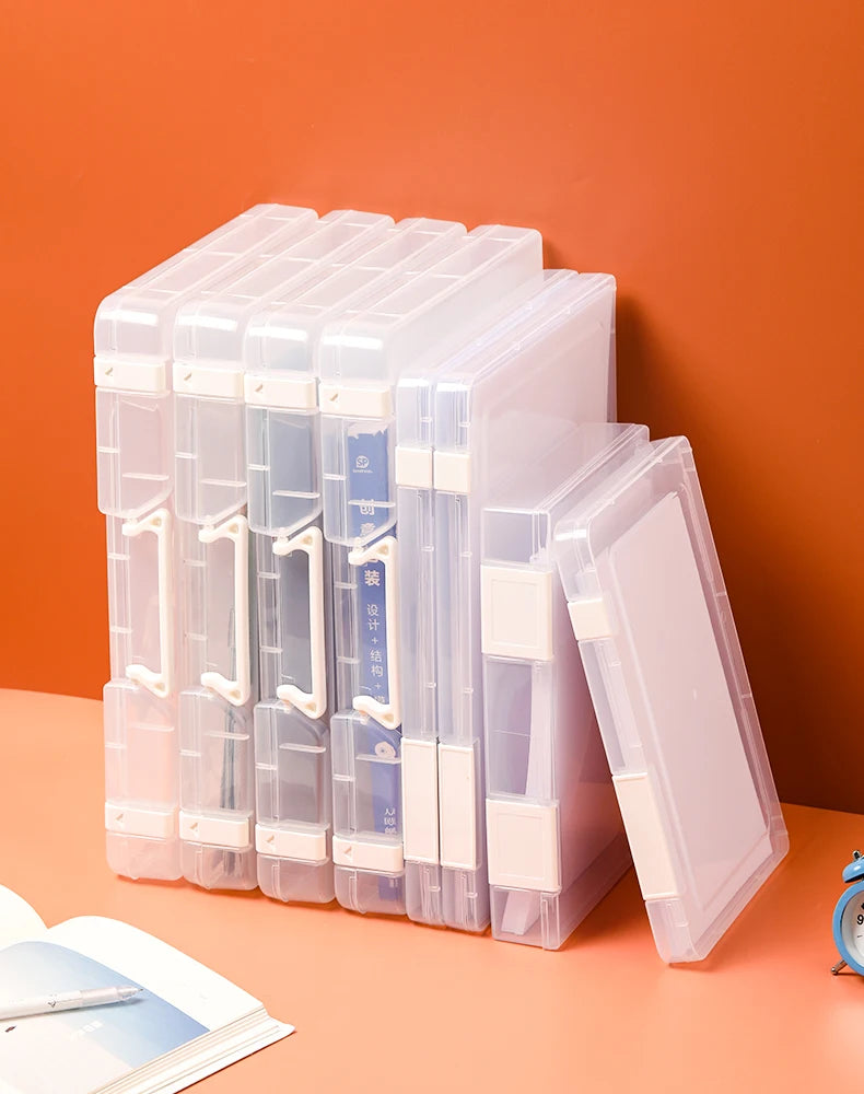 boîtes rangement transparentes pliables moderne poignées blanches stockage papier scrapbooking réutilisables organisateur respectueux environnement