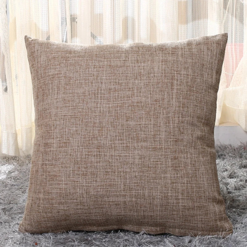 housse coussin carré coton lin moderne couleur unie beige marron rouge vert bleu orange