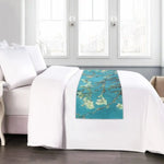 chambre coucher moderne chemin table fleurs bleu turquoise facile laver sans décoloration
