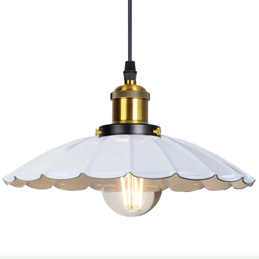 suspension lumineuse industrielle vintage filaire réglable blanc noir doré