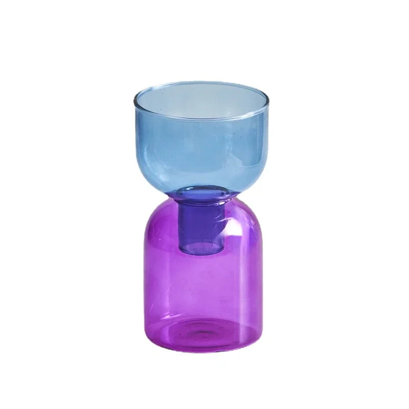 Vases modernes transparents vert bleu orange rose jaune set deux mini vases terrarium fonction