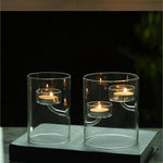 support bougies verre transparent moderne minimaliste clips bougeoirs décoration table événements centroń