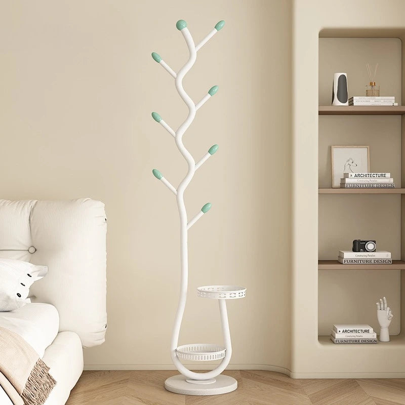porte manteaux contemporain noir blanc doré branches boutons verts minimaliste chambre salon