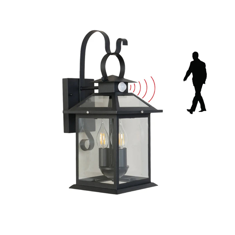 lampe murale noire transparente classique éclairage automatique moderneintérieurextérieur