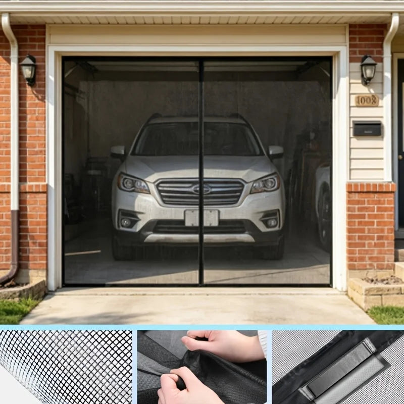 moustiquaire rideau porte garage noir maille fine clips suspension moderne protection insectes atelier patio