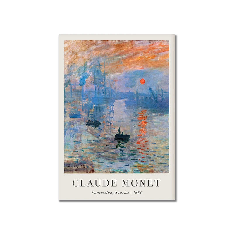 affiche murale toile peinture impressionniste nénuphar monet cadre bois décoration salon classique