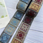 ruban polyester patchwork géométrique floral largeur 5cm classique rouge bleu beige noir