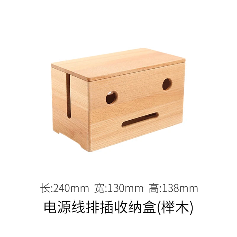 boîte rangement câbles bois marron clair moderne boite chargeur tablette blanc minimaliste