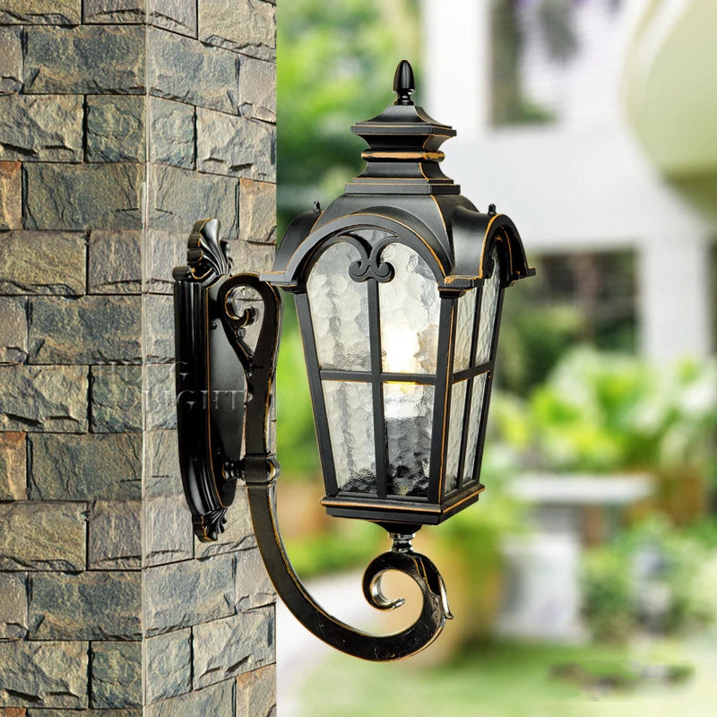 lampe murale classique transparente verre noir allée jardin balcon moderne étancheextérieur cour couloir
