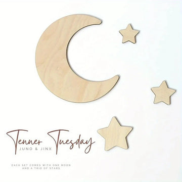 décoration murale enfant lune étoiles bois naturel nursery chambre texteure