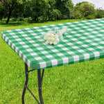 nappe table imperméable vert blanc carreaux moderne clips fixation camping usage extérieur