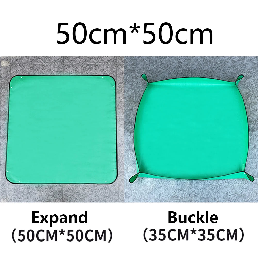tapis jardinage pliable réutilisable doublure panier pe vert turquoise noir blanc utilitaire texture points