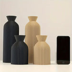 vases noirs beiges rayures modernes fleurs séchées intérieur table salon decoration xs