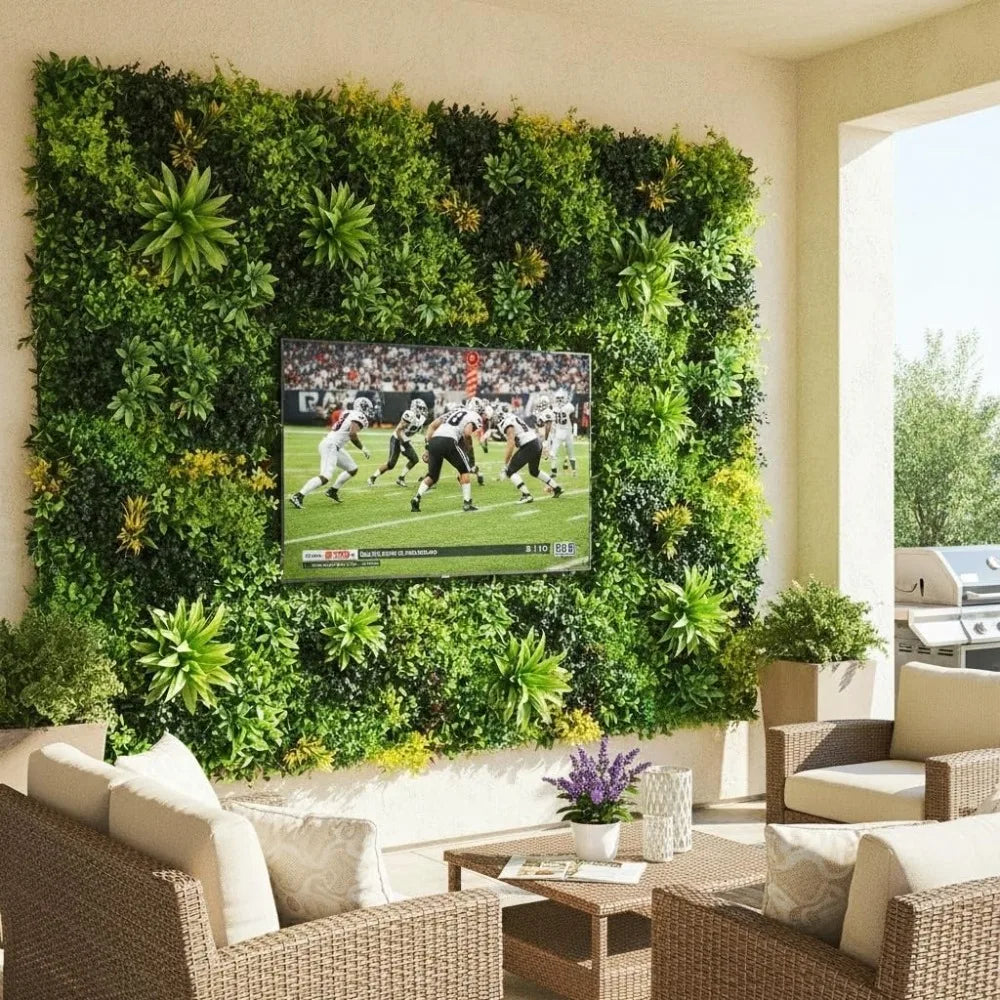 décoration murale panneau végétal herbe artificielle feuilles diverses moderneintérieur