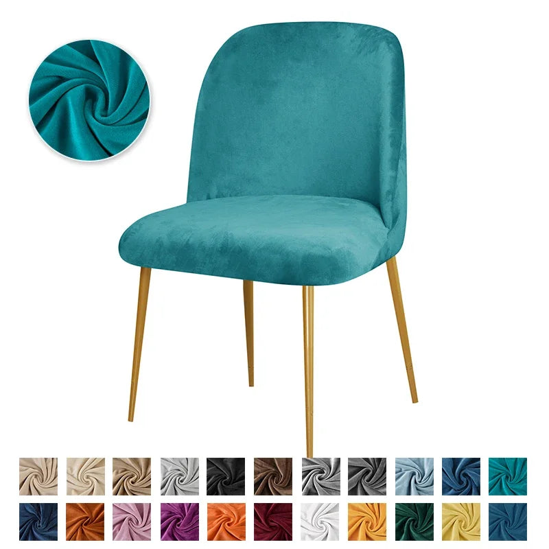 housses chaise velours élasthanne polyester moderne beige gris bleu orange pieds dorés