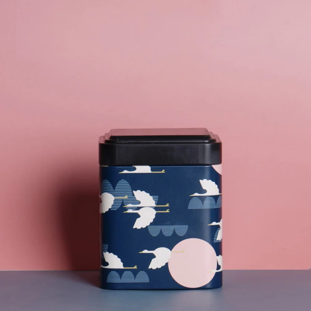 boîtes thé classiques oiseaux fleurs bleu marine blanc rouge noir respectueux environnement pliables
