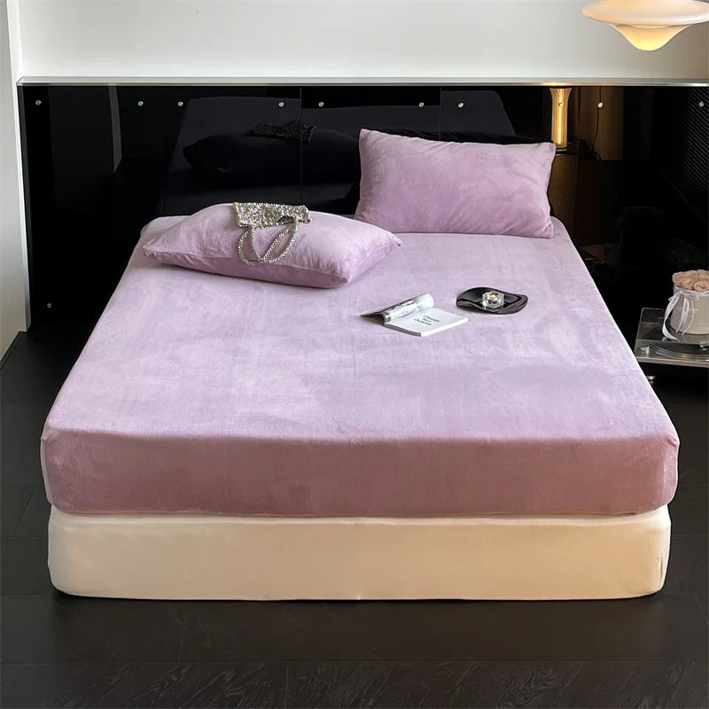 housse lit flanelle douce matelas double grande taille coton épais hiver