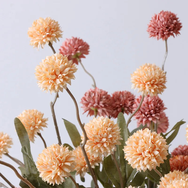 bouquet artificiel branches fleurs boules pissenlit feuilles vertes décoration mariageintérieur moderne naturel